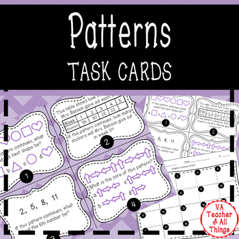 Preview of Repeating and Growing Patterns Task Cards SOL 3.16