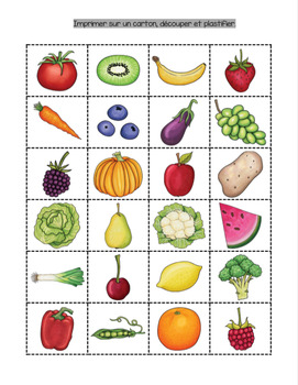 Reperage Sur Quadrillage Fruits Et Legumes By Manon Rodrigue Tpt