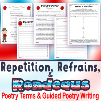 Preview of Repetition, Refrains, & Rondeaus: Poetry Terms + Guided Poetry Writing Activity!