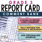 Report Card Comment Bank - Grade 3 | Ontario | Fully Editable