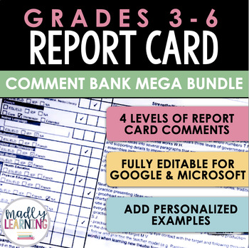 Preview of Report Card Comment Bank | Grades 3-6 Bundle | Ontario