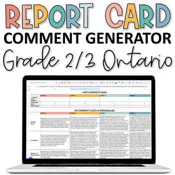 Preview of Report Card Comment Generator | Editable Ontario Report Card Comments Grade 2/3