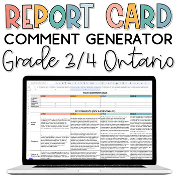 Preview of Report Card Comment Generator | Editable Ontario Report Card Comments Grade 3/4