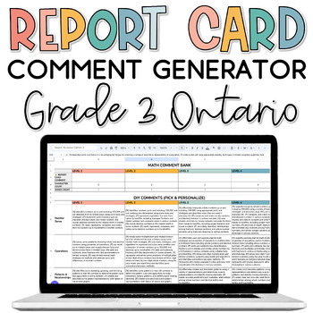 Preview of Report Card Comment Generator | Editable Ontario Report Card Comments Grade 3