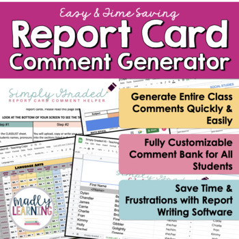 Preview of Report Card Comment Generator | Subject & Learning Skills | Simply Graded