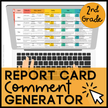 Preview of Report Card Comment Generator for Google Sheets - 2nd Grade
