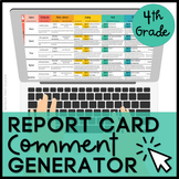 Report Card Comment Generator for Google Sheets - 4th Grade