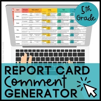 Preview of Report Card Comment Generator for Google Sheets - 5th Grade