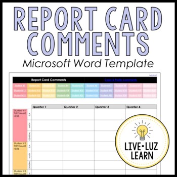 Preview of Report Card Comment Template