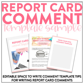 Preview of Report Card Comment Template Sample | Editable