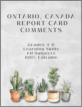 Preview of Ontario Report Card Comments *All Subjects*