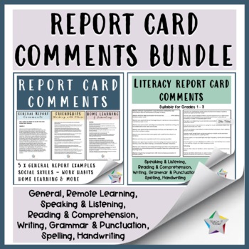 Preview of Report Card Comments Bundle – General, Reading, Writing, Remote Learning
