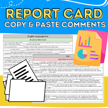 Preview of Report Card Comments & Parent Teacher Conference Comments: Copy & Paste