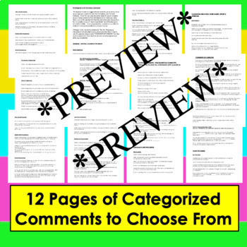Report Card Comments Labels : 60 Comments: Beginning, Middle & End Of Year