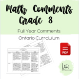 Report Card Comments - Mathematics - Grade 8 - Ontario 