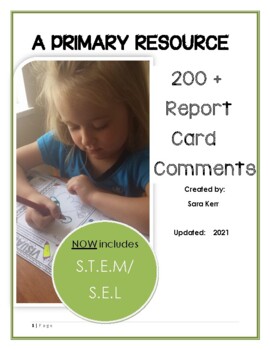 Preview of Report Card Comments- Primary