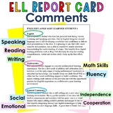 ELL Newcomers Packet - Progress Report Card Comments