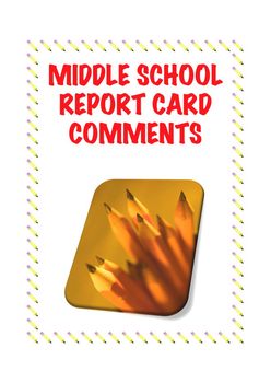 Preview of Report Card Comments for Middle School Language Arts
