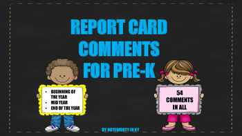 Preview of Report Card Comments for Pre-K