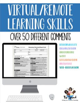 Preview of Report Card Learning Skills Comments - Virtual/Remote Learning Edition