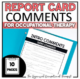 Report Card Progress Report Occupational Therapy Comments
