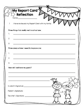 Report Card Reflection/Goal Setting Printable by Patti ...