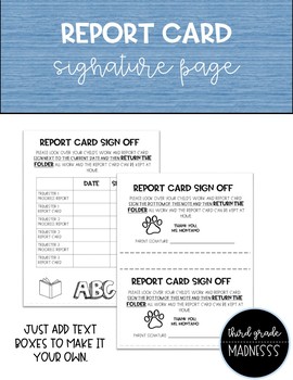 Preview of Report Card Signature Page