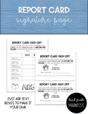 Report Card Signature Page