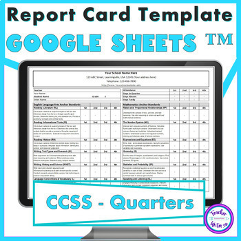 Preview of Report Card Template in Google Sheets (TM) for Quarters