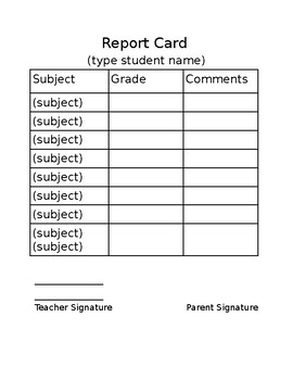 Free Report Card Template from ecdn.teacherspayteachers.com