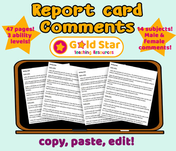 Preview of Report Card Comments Statements Bank & Targets K12