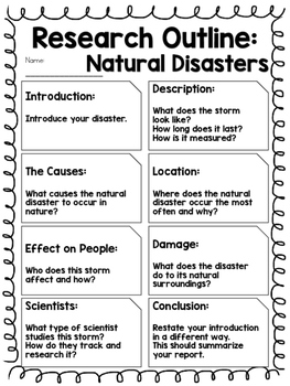 Report Outline: Natural Disasters by Kmwhyte's Kreations  TpT