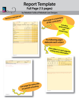 Report Template Full Page (PDF Print Out) by RLDesigns | TPT