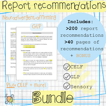 Preview of Report recommendations BUNDLE | Gestalt Language Processing | Speech therapy