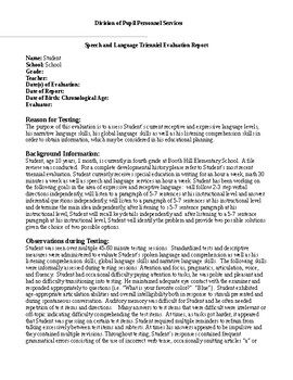 speech therapy report writing example pdf