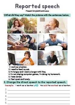 reported speech present simple activities