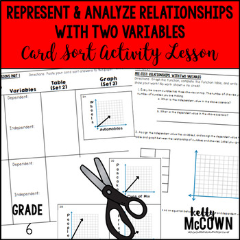 Preview of Represent & Analyze Relationships with Two Variables Card Sort Activity Lesson