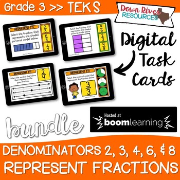 Preview of Represent Fractions TEKS 3.3A Boom Cards Bundle | 3rd Grade Distance Learning