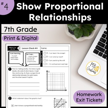 Preview of Represent Proportional Relationships - iReady Math 7th Grade Lesson 4 Worksheets