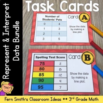 Preview of Represent and Interpret Data Task Cards Bundle