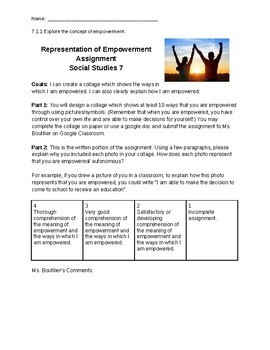 Preview of Representation of Empowerment Assignment
