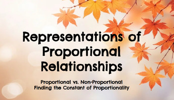 Preview of Representations of Proportional Relationships