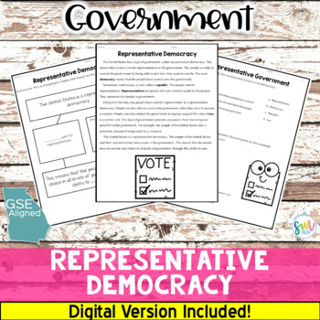 Preview of Representative Democracy Digital Reading | DISTANCE LEARNING (SS4CG1d)