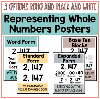 Preview of Representing 4 Digit Whole Numbers Posters (Standard, Expanded, Word Form)