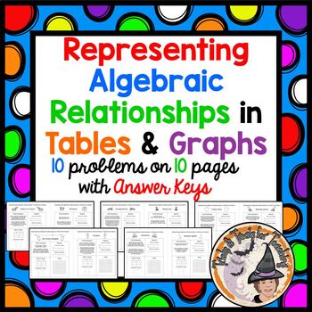 Preview of Representing Algebraic Relationships in Tables and Graphs Equations 10 Pages KEY