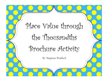 Representing Decimals Brochure Activity by Meganne Braddock | TpT