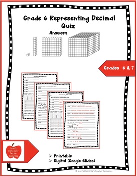 Preview of Representing Decimals Quiz - 2022 Ontario Math Curriculum