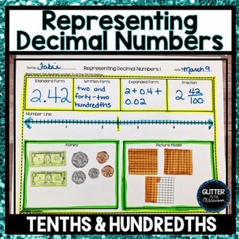 Preview of Representing Decimals - Tenths and Hundredths Activities - Place Value Chart