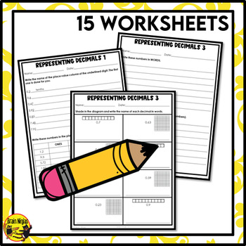 representing decimals worksheets grade 4 by brain ninjas tpt