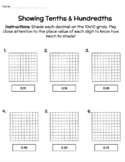 Representing Decimals on 10x10 Grids -- Set of Worksheets